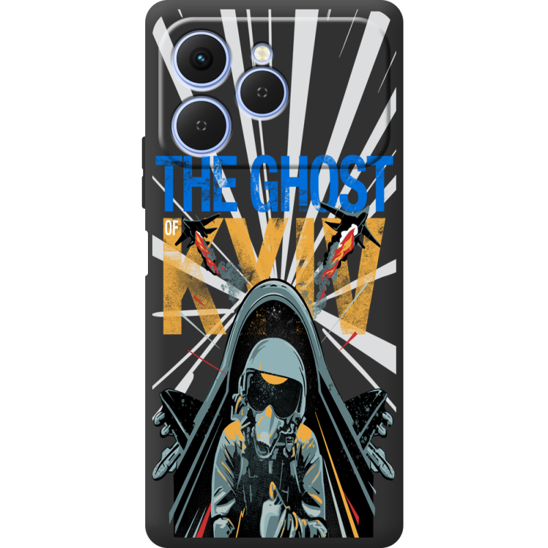 Чорний чохол BoxFace Tecno Spark 40 Привид Києва в дії