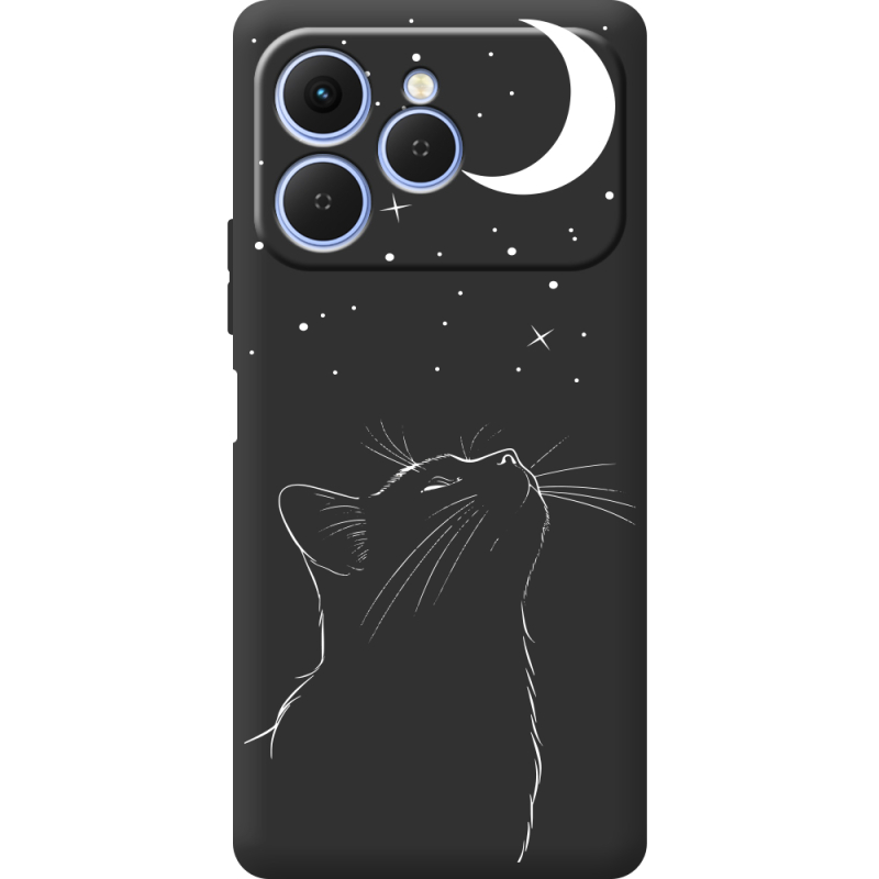 Чорний чохол BoxFace Tecno Spark 40 Місячний кіт