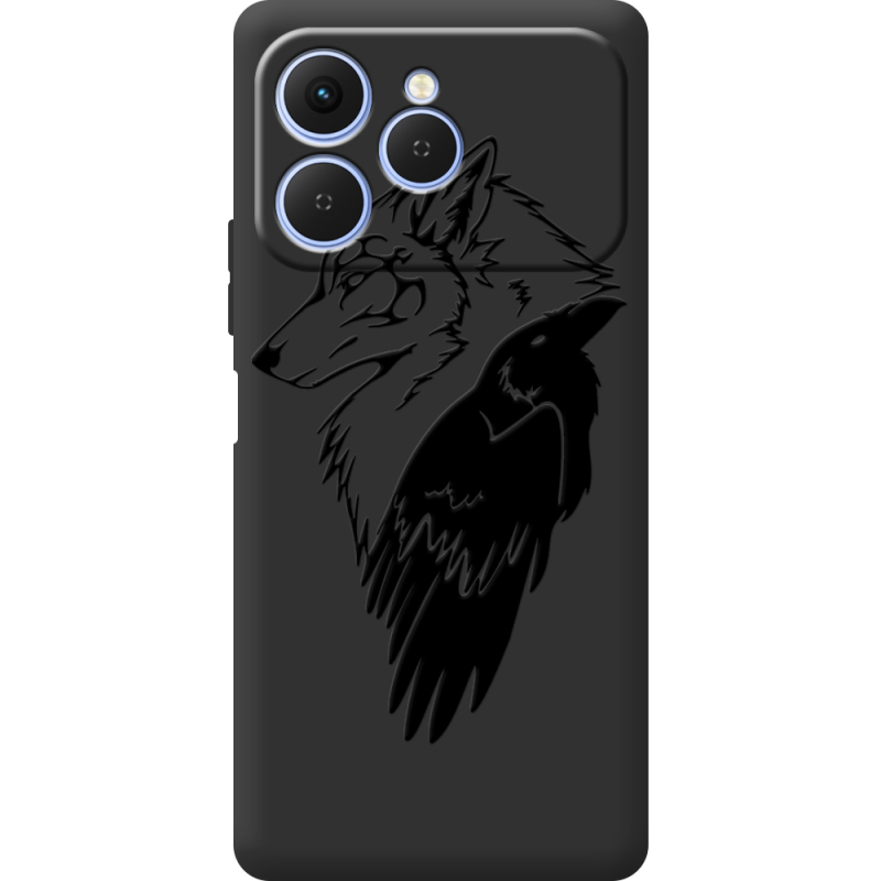 Чорний чохол BoxFace Tecno Spark 40 Wolf and Raven