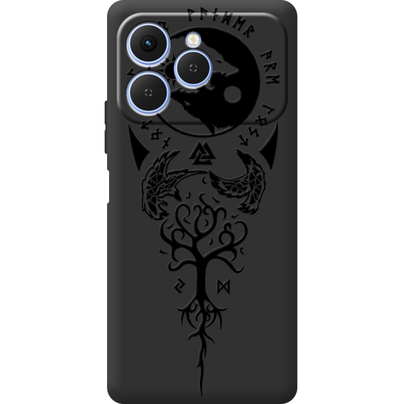 Чорний чохол BoxFace Tecno Spark 40 Hugin and Munin