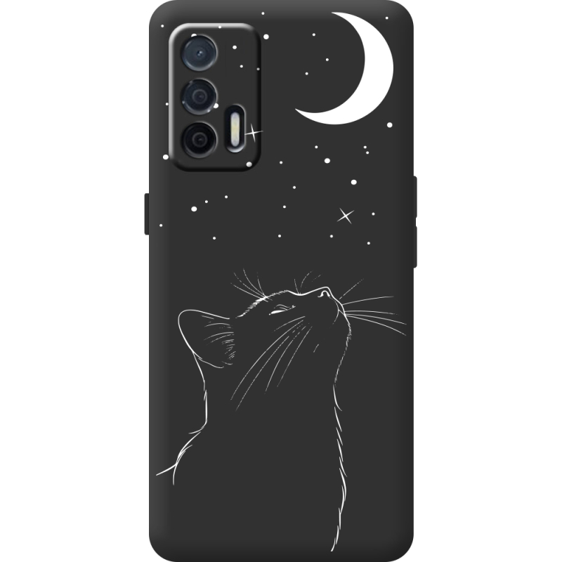 Чорний чохол BoxFace Realme GT 5G Місячний кіт