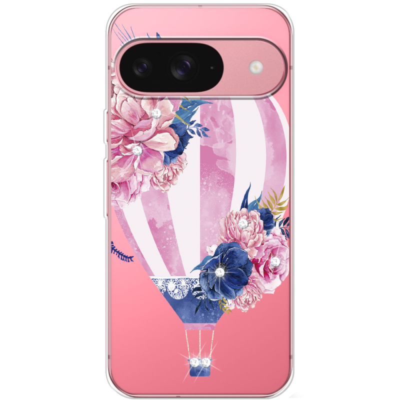 Чохол зі стразами для Google Pixel 10 Pink Air Baloon