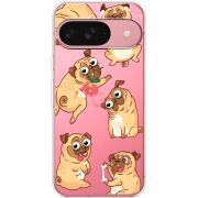 Прозорий чохол BoxFace Google Pixel 10 с 3D-глазками Pug