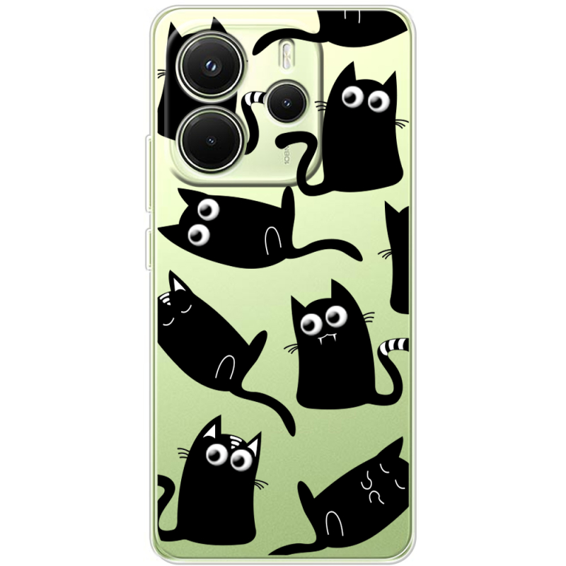 Прозорий чохол BoxFace Xiaomi Redmi Note 14 4G Global version с 3D-глазками Black Kitty