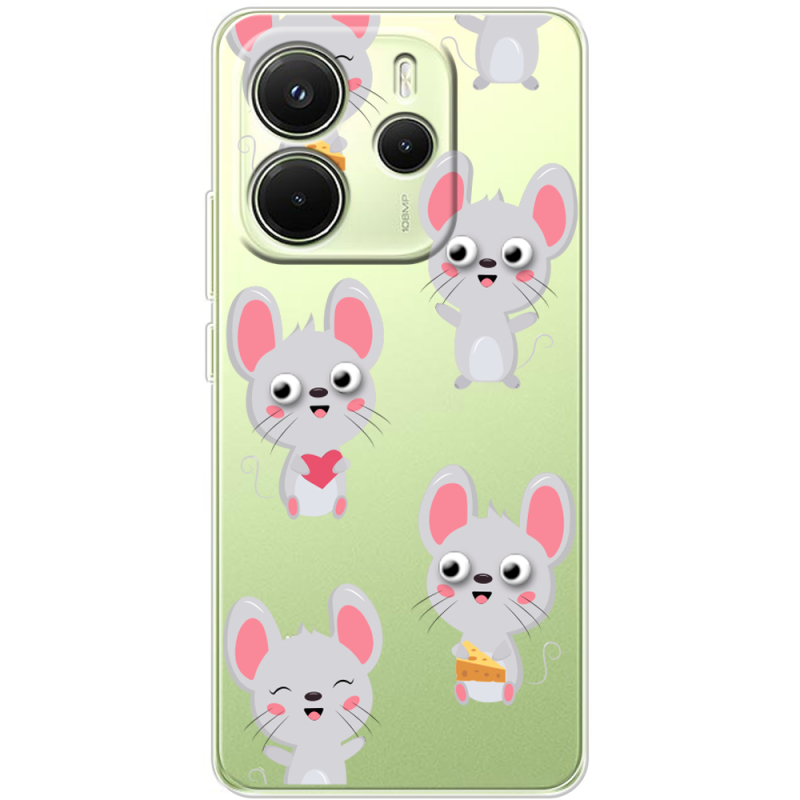 Прозорий чохол BoxFace Xiaomi Redmi Note 14 4G Global version с 3D-глазками Mouse