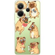 Прозорий чохол BoxFace Xiaomi Redmi Note 14 4G Global version с 3D-глазками Pug