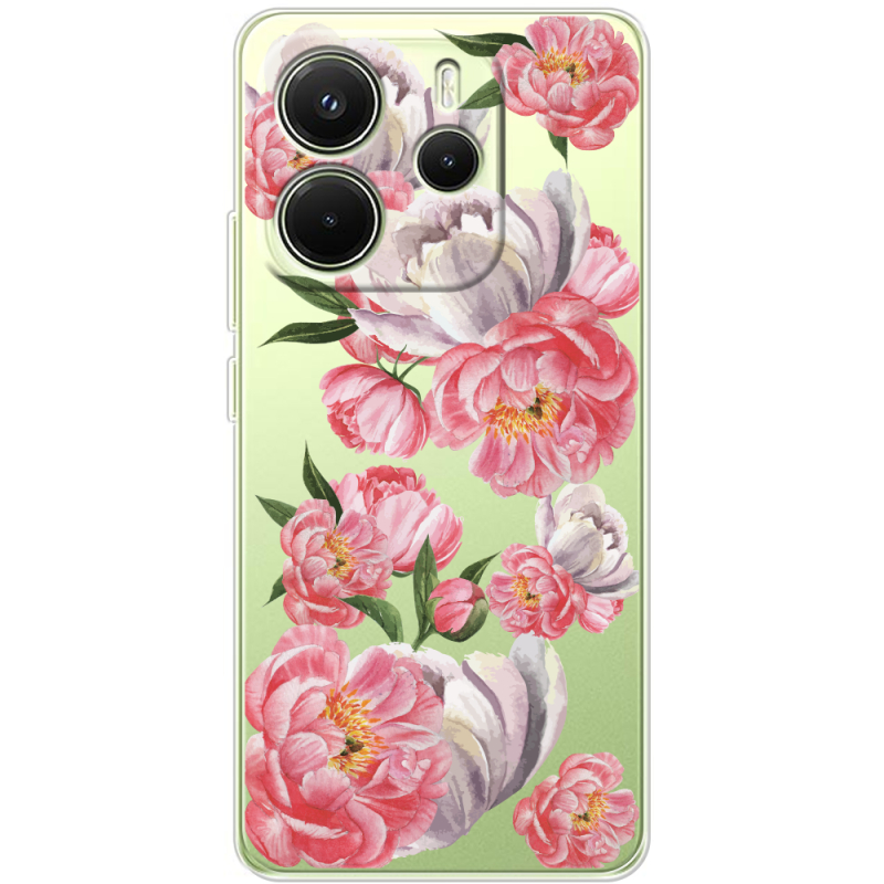Прозорий чохол BoxFace Xiaomi Redmi Note 14 4G Global version Peony Watercolor Style