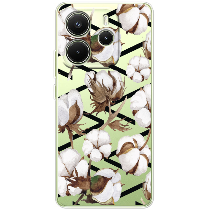 Прозорий чохол BoxFace Xiaomi Redmi Note 14 4G Global version Cotton flowers