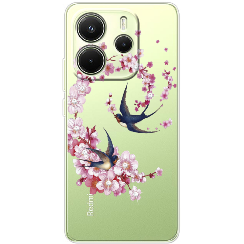 Чохол зі стразами Xiaomi Redmi Note 14 4G Global version Swallows and Bloom