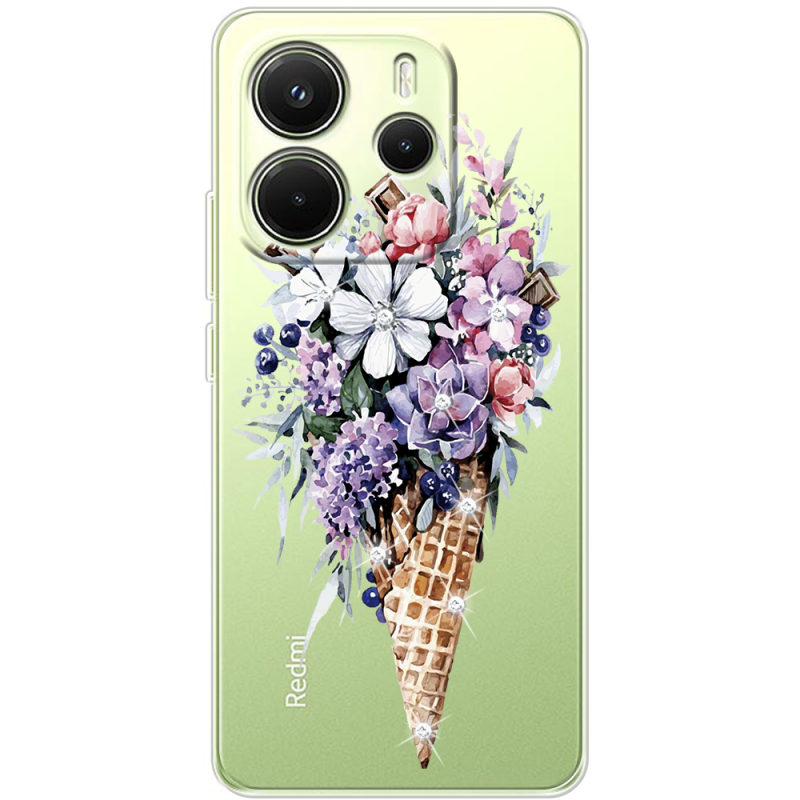 Чохол зі стразами Xiaomi Redmi Note 14 4G Global version Ice Cream Flowers