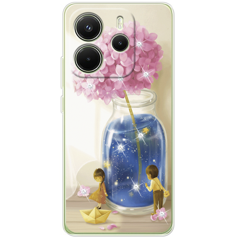 Чохол зі стразами Xiaomi Redmi Note 14 4G Global version Little Boy and Girl