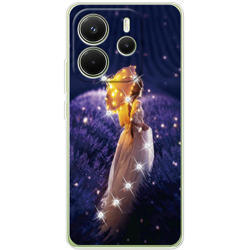 Чохол зі стразами Xiaomi Redmi Note 14 4G Global version Girl with Umbrella