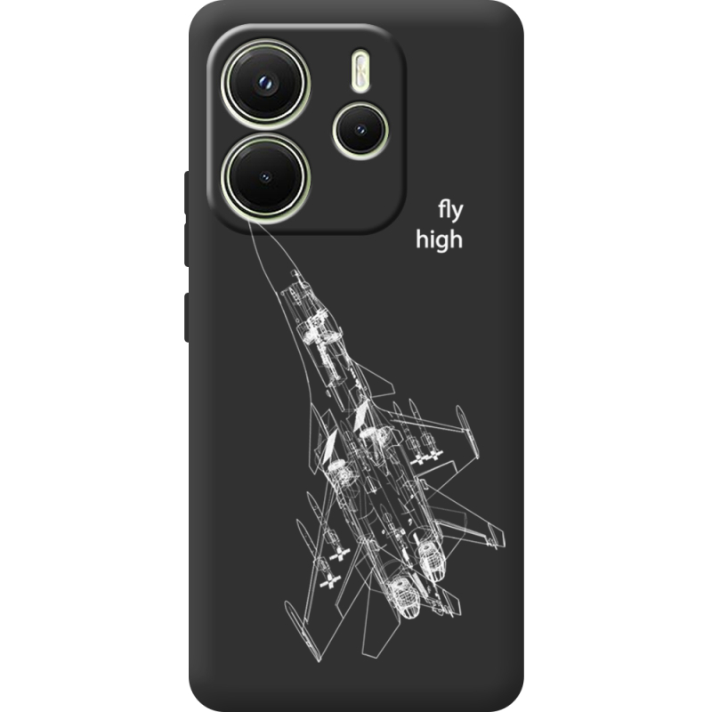 Чорний чохол BoxFace Xiaomi Redmi Note 14 4G Global version Військовий літак