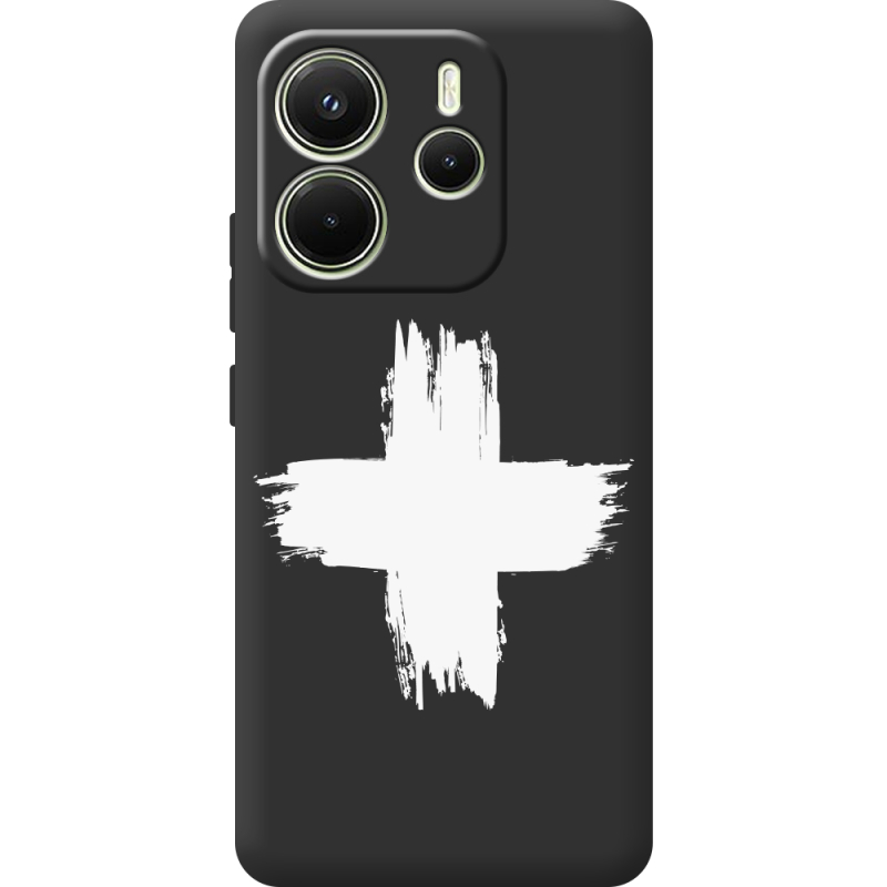 Чорний чохол BoxFace Xiaomi Redmi Note 14 4G Global version Білий хрест ЗСУ