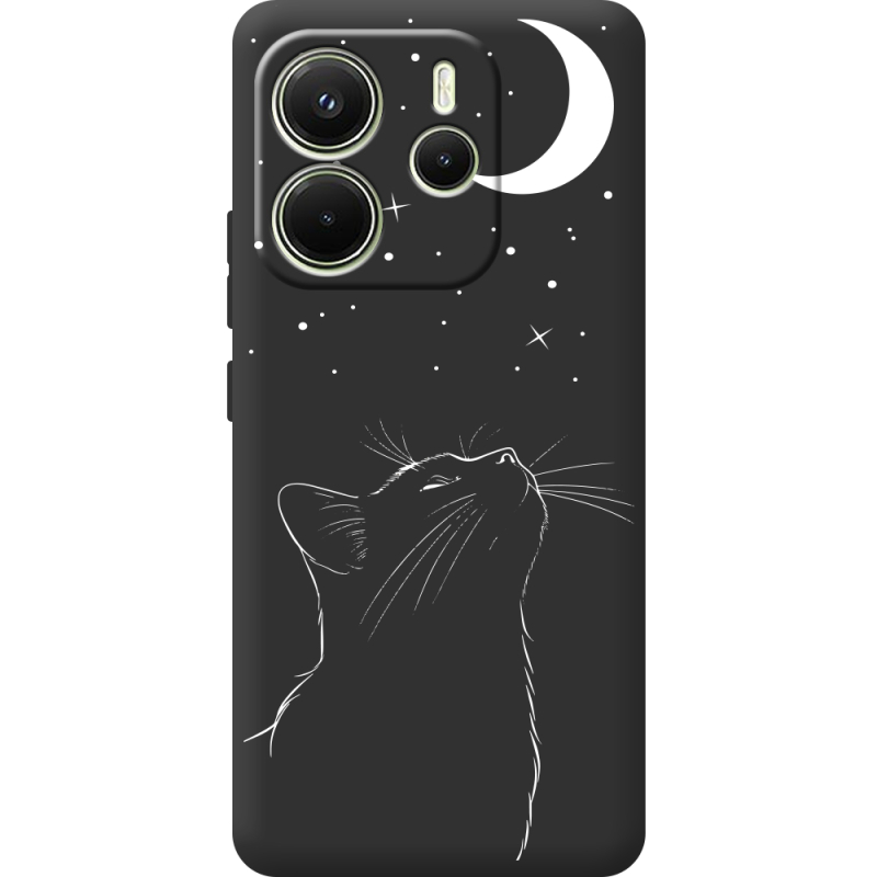 Чорний чохол BoxFace Xiaomi Redmi Note 14 4G Global version Місячний кіт