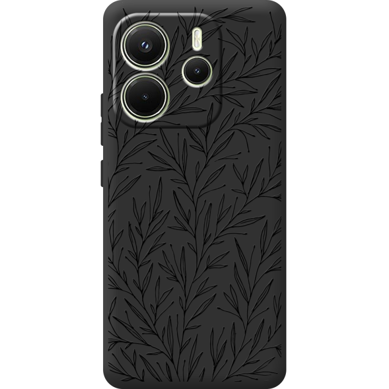 Чорний чохол BoxFace Xiaomi Redmi Note 14 4G Global version Leaves