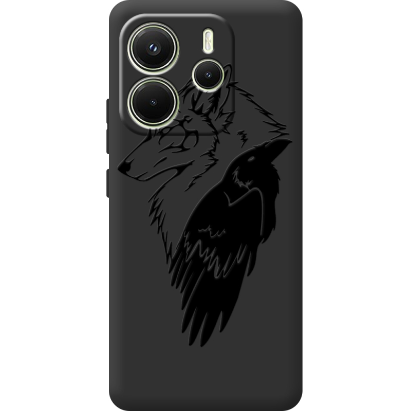 Чорний чохол BoxFace Xiaomi Redmi Note 14 4G Global version Wolf and Raven