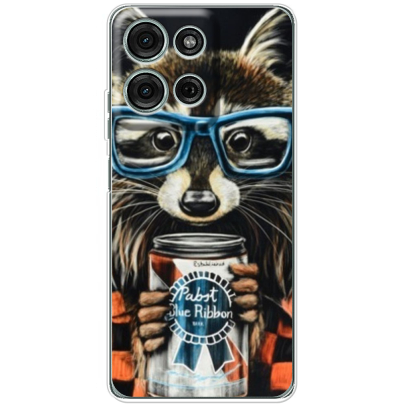 Чохол BoxFace Motorola Moto G56 Енот с банкой