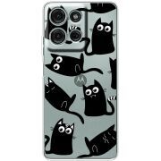 Прозорий чохол BoxFace Motorola Moto G56 с 3D-глазками Black Kitty