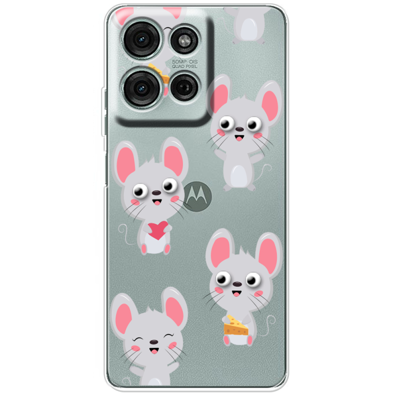 Прозорий чохол BoxFace Motorola Moto G56 с 3D-глазками Mouse