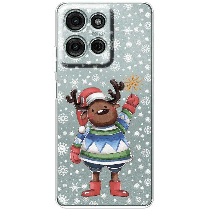 Прозорий чохол BoxFace Motorola Moto G56 Christmas Deer with Snow