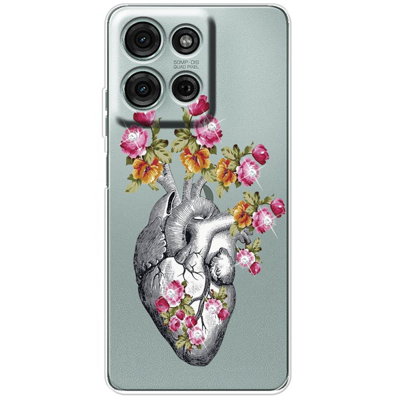 Чохол зі стразами Motorola Moto G56 Heart