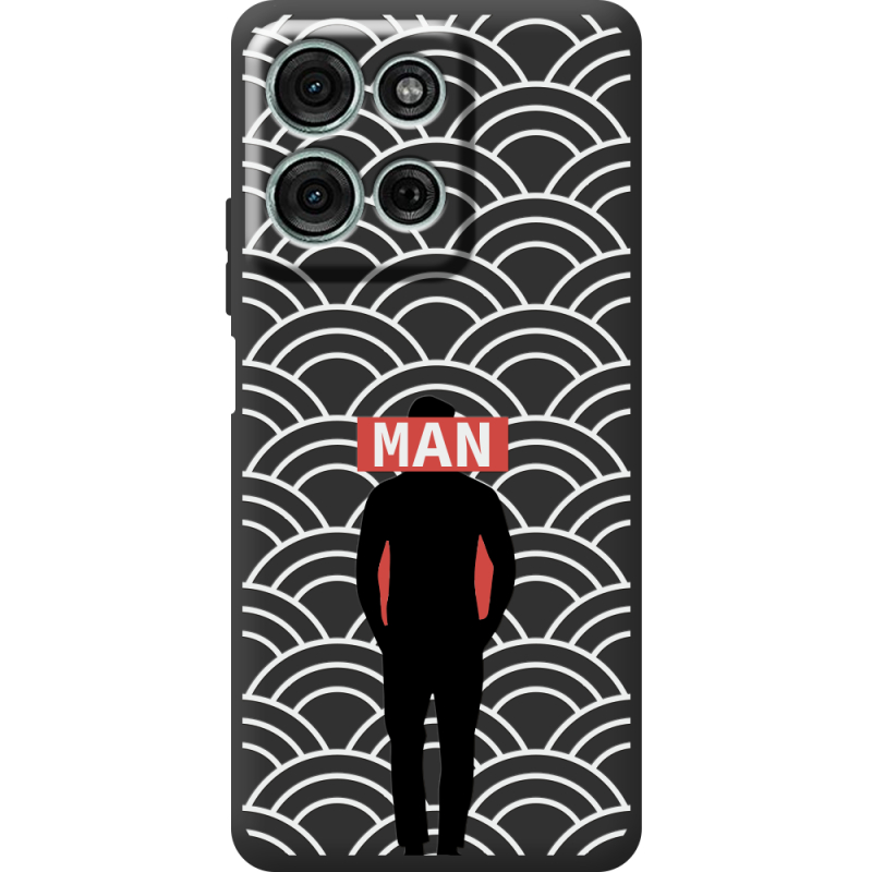 Чорний чохол BoxFace Motorola Moto G56 Man Pattern