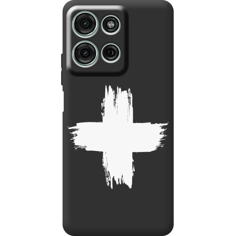 Чорний чохол BoxFace Motorola Moto G56 Білий хрест ЗСУ