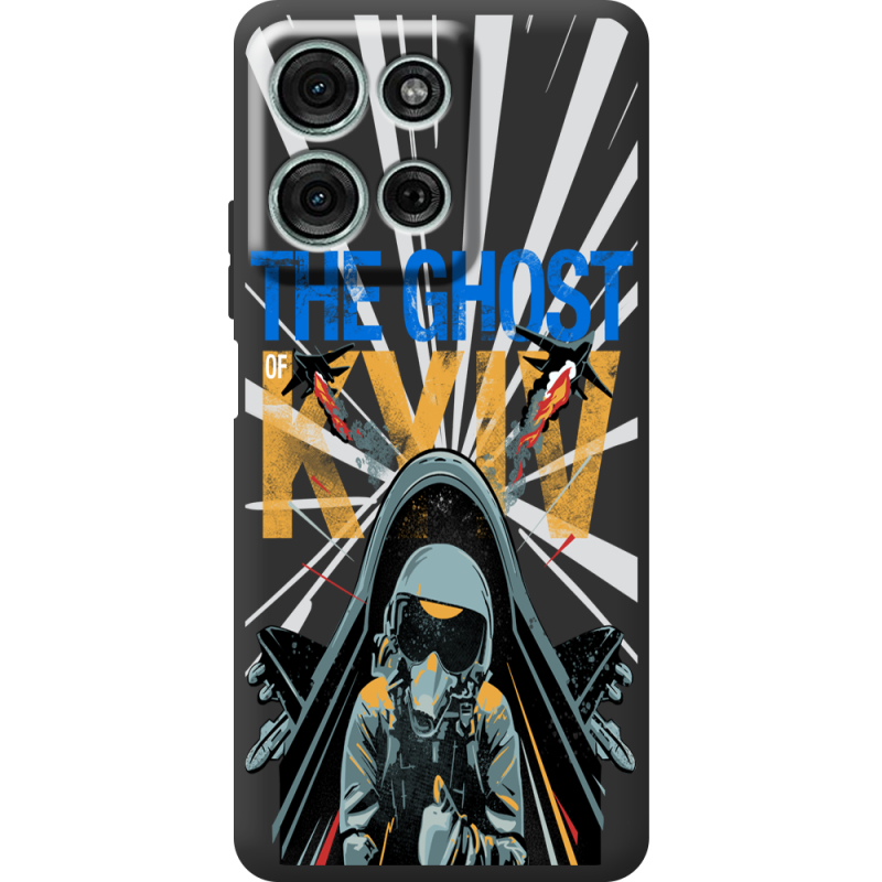 Чорний чохол BoxFace Motorola Moto G56 Привид Києва в дії