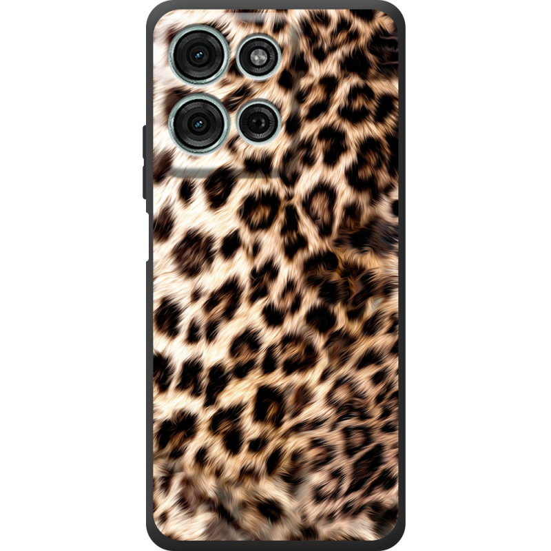 Чорний чохол BoxFace Motorola Moto G56 Леопардовий