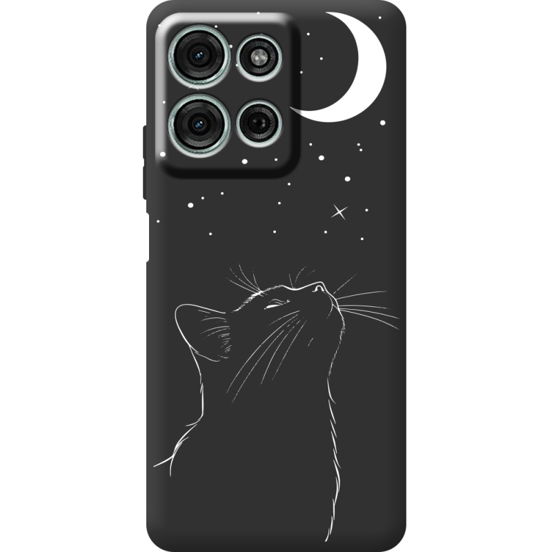 Чорний чохол BoxFace Motorola Moto G56 Місячний кіт