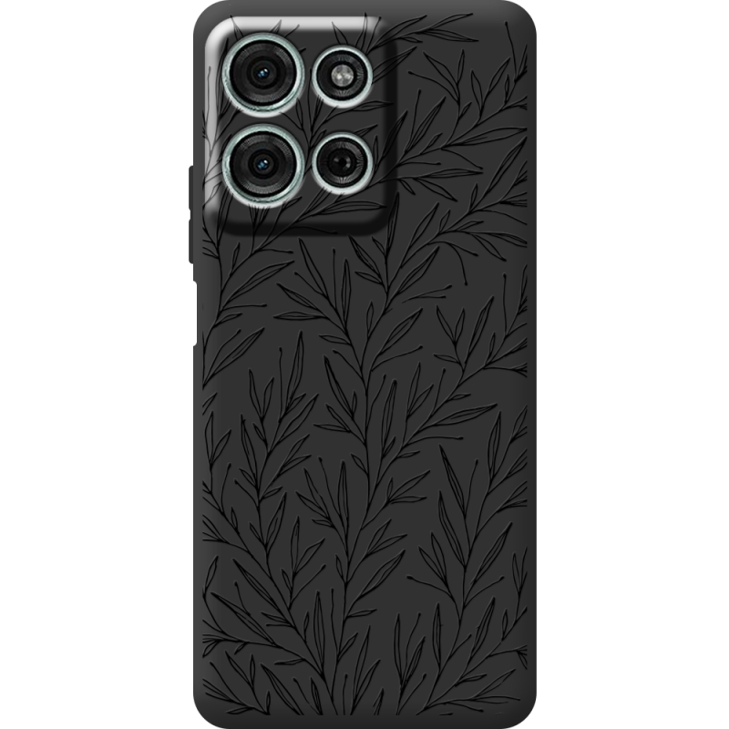 Чорний чохол BoxFace Motorola Moto G56 Leaves