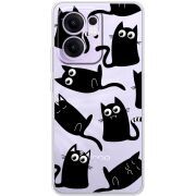 Прозорий чохол BoxFace OPPO Reno 14 F с 3D-глазками Black Kitty
