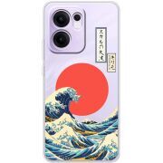 Прозорий чохол BoxFace OPPO Reno 14 F Большая волна в Канагаве