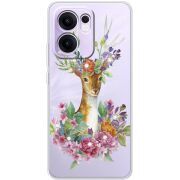 Чохол зі стразами OPPO Reno 14 F Deer with flowers