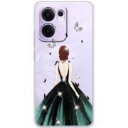 Чохол зі стразами OPPO Reno 14 F Girl in the green dress