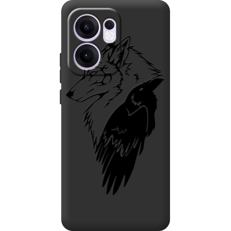 Чорний чохол BoxFace OPPO Reno 14 F Wolf and Raven