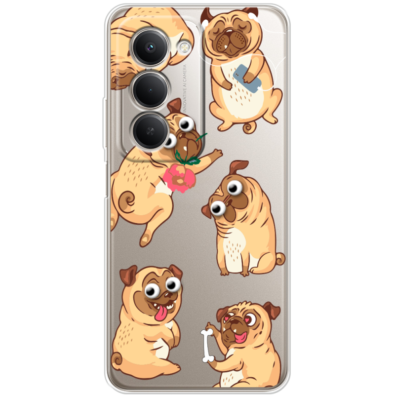 Прозорий чохол BoxFace Xiaomi Redmi 15 171 mm с 3D-глазками Pug