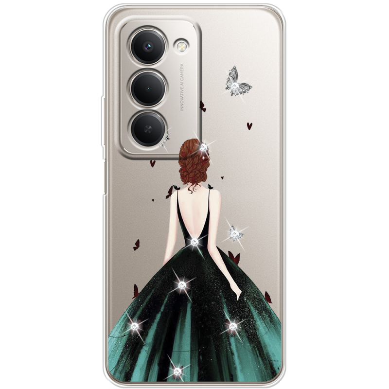 Чохол зі стразами Xiaomi Redmi 15 171 mm Girl in the green dress