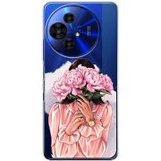 Прозорий чохол BoxFace TCL 50 Pro NxtPaper 5G Девушка с Пионами