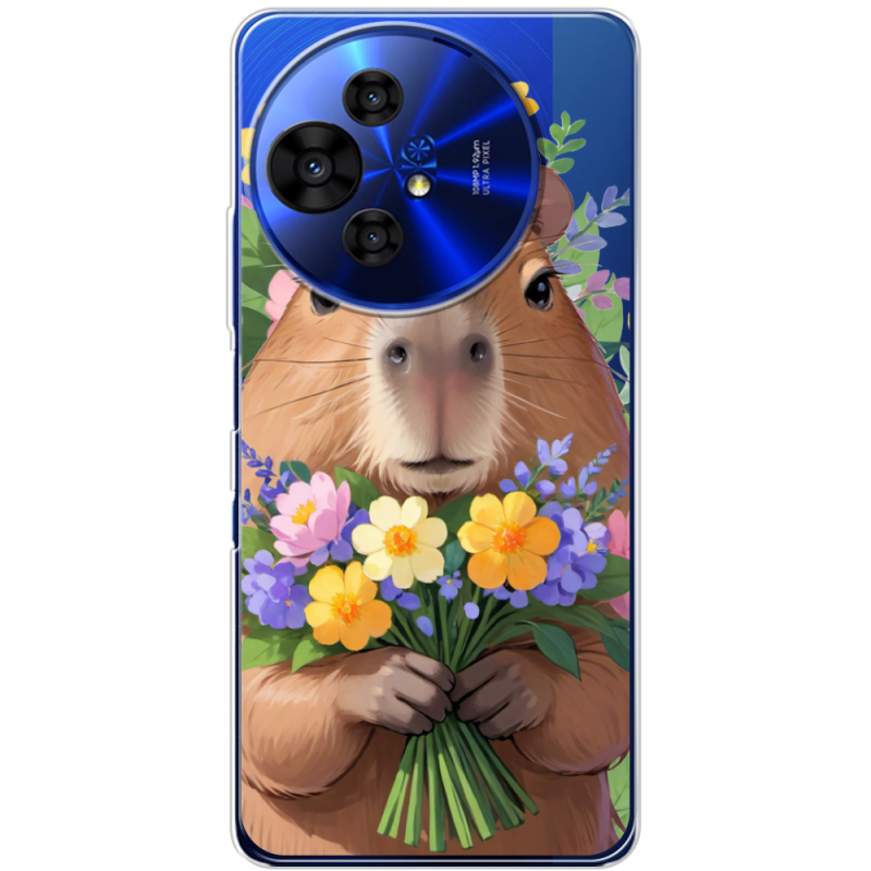 Прозорий чохол BoxFace TCL 50 Pro NxtPaper 5G Капибара з квітами