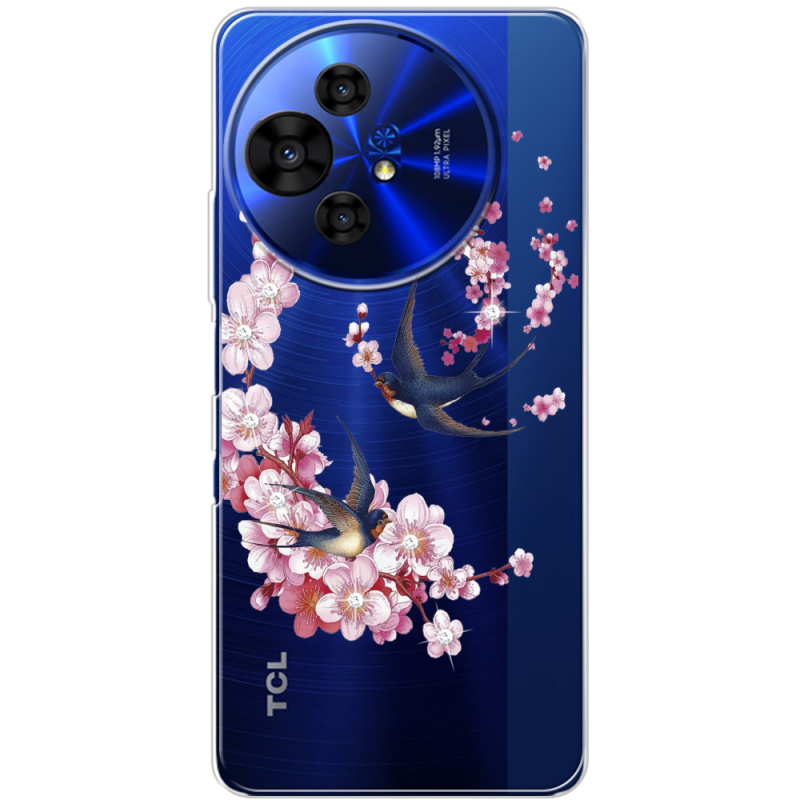Чохол зі стразами TCL 50 Pro NxtPaper 5G Swallows and Bloom