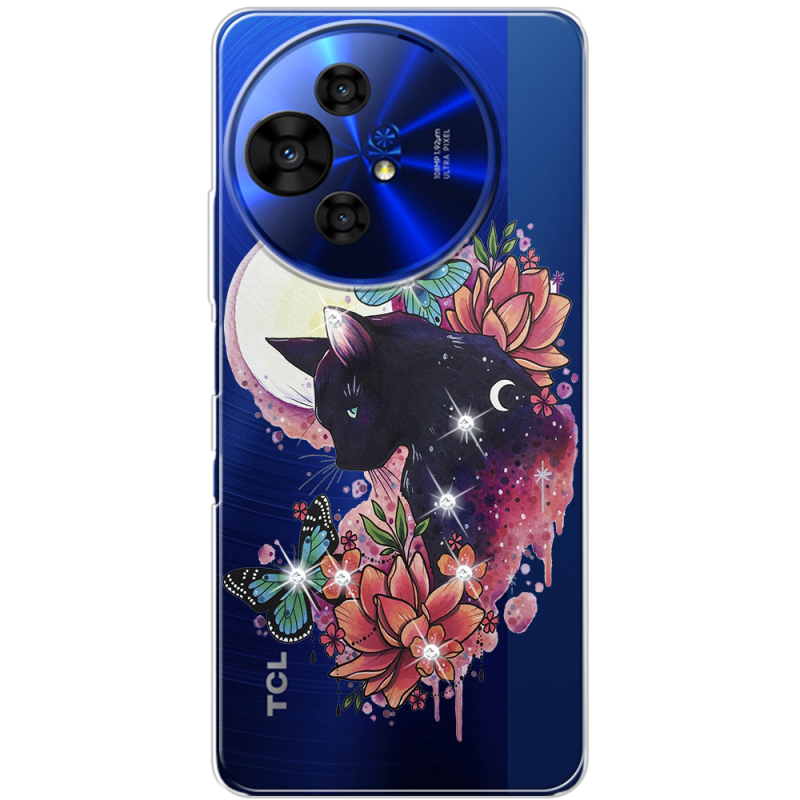 Чохол зі стразами TCL 50 Pro NxtPaper 5G Cat in Flowers