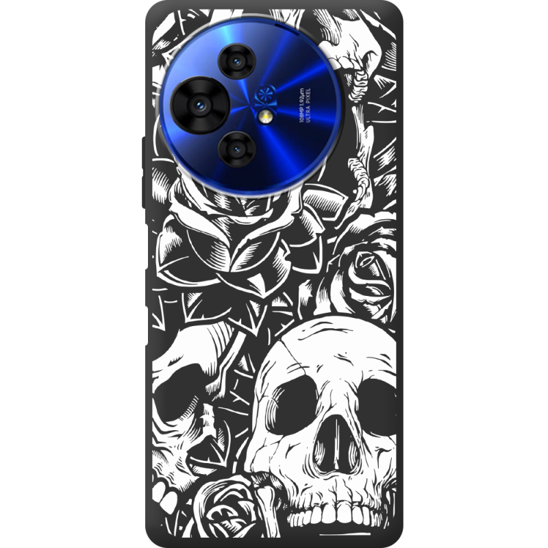 Чорний чохол BoxFace TCL 50 Pro NxtPaper 5G Skull and Roses
