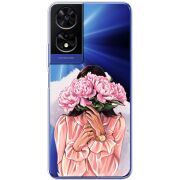 Прозорий чохол BoxFace TCL 505 Девушка с Пионами