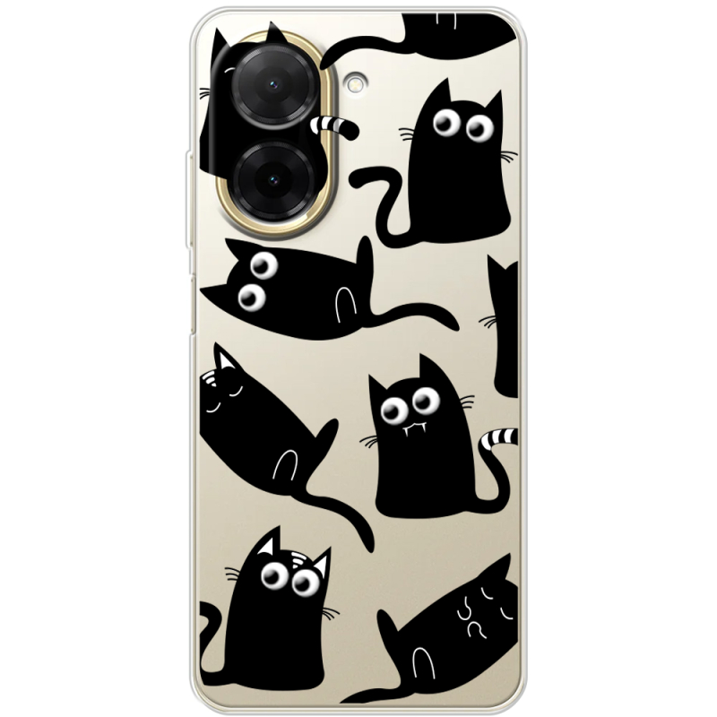 Прозорий чохол BoxFace Poco C71 с 3D-глазками Black Kitty