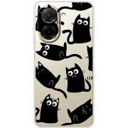 Прозорий чохол BoxFace Poco C71 с 3D-глазками Black Kitty