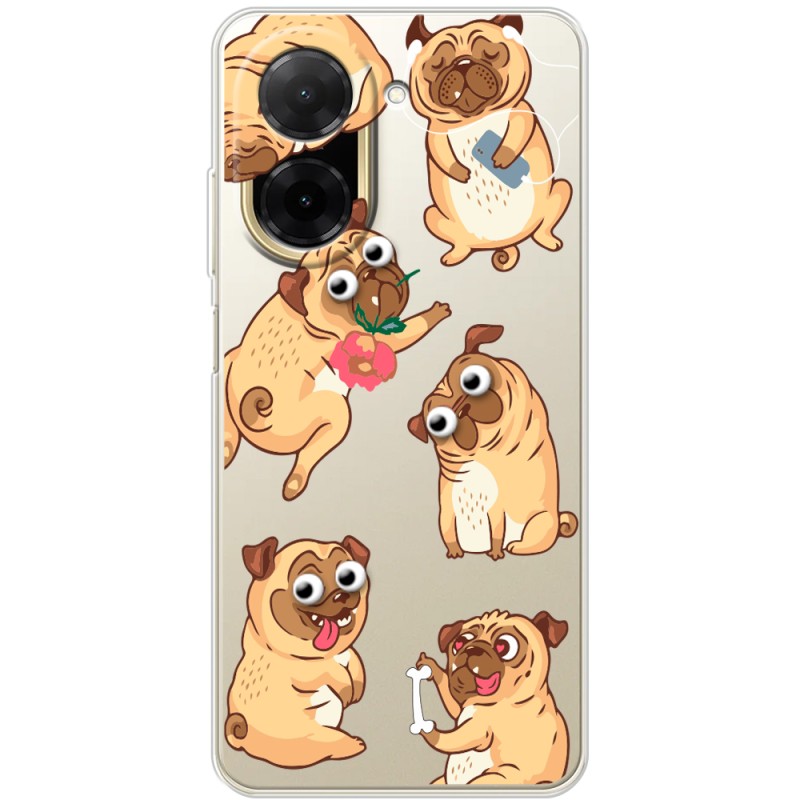 Прозорий чохол BoxFace Poco C71 с 3D-глазками Pug