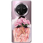 Прозорий чохол BoxFace Honor Magic 7 Lite 5G Девушка с Пионами