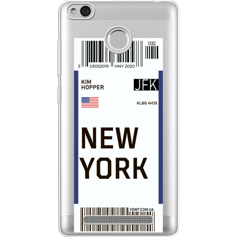 Прозрачный чехол Uprint Xiaomi Redmi 3S / 3S Pro Ticket New York